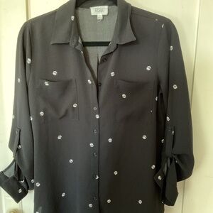 Olive & Oak black blouse with skulls